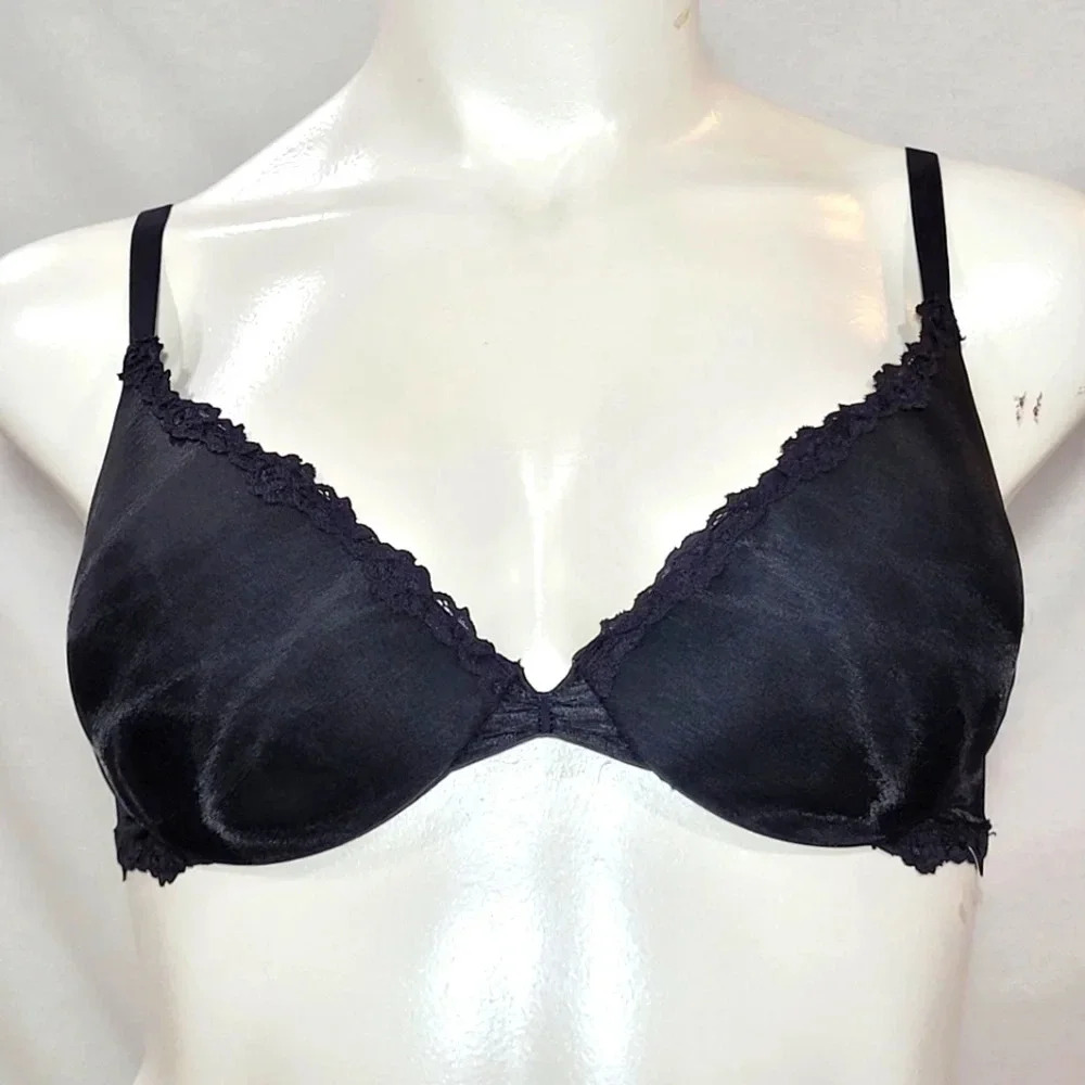 36D Maidenform 9449 The Lite bra Embellished‎ Demi Underwire Bra Black